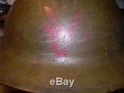 Salty WW1 2nd Division 6th Marines 3rd Battalion Combat Helmet Very Nice