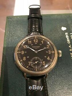 Silver 1914 Longines WW1 Officers Black Dial Trench Watch