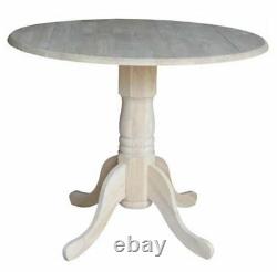 Small Dining Table Unfinished Wood Farmhouse Kitchen Rustic Round Pedestal Chic