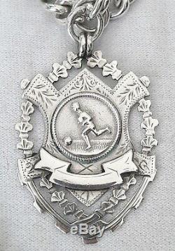Solid Silver Pocket watch Albert Chain! WW1 Unusual Footbal Fob Medal. 1913