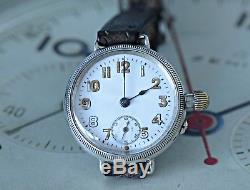 Stunning 1914 Silver Borgel WW1 Trench Watch Stunning Dial, Case and Hands