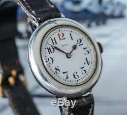 Stunning Large Silver 1907 Longines 13.33 WW1 Trench Watch Signed by Henry Birks