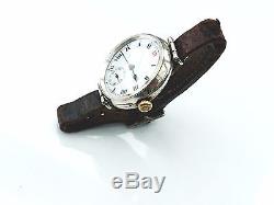 Superb WW1 officers larger solid silver rare swivel lug trench watch. VGWO