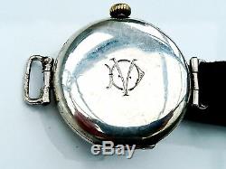 Superb WW1 officers larger solid silver rare swivel lug trench watch. VGWO