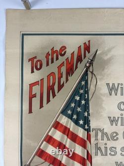 TO THE FIREMAN World War I Bond Poster (Fine) 1918 19x24 WW1 USA Firefighters