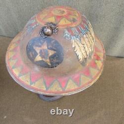 The BEST WWI USMC Marine Corps 2nd Division Painted Chiefs Helmet HQ 4th Brig