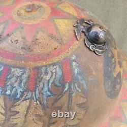 The BEST WWI USMC Marine Corps 2nd Division Painted Chiefs Helmet HQ 4th Brig