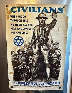 The Jewish Welfare Board Original 1918 World War 1 Poster Sidney Riesenberg