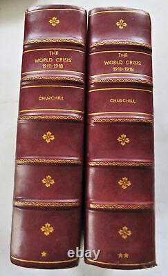 The World Crisis 1911-1918 WWI History 1939 W. Churchill nice 2 vol leather set