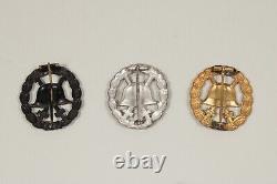 Three Original World War One Era Cut Out German 1918 Wound Badges/Medals