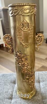 Trench Art Vase Ww1 French Canon 1916 Mgm 75 De C 630 L Bx Ornate Modele 1897