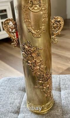 Trench Art Vase Ww1 French Canon 1916 Mgm 75 De C 630 L Bx Ornate Modele 1897