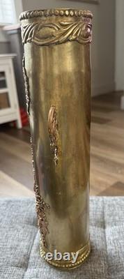 Trench Art Vase Ww1 French Canon 1916 Mgm 75 De C 630 L Bx Ornate Modele 1897