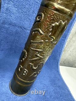 Two World War One Trench Art Brass Shell Vases Over 100 Years Old