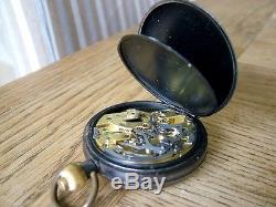 Unusual Military Centre Seconds Chronograph Ww1 Gun Metal Pocket Watch Antique