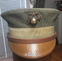 USMC WW1 Marine Officers Green Bell Crown Cover Original Rare