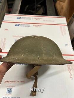 US AEF WWI M-1917 Doughboy Helmet Original Finish liner withChin Strap re used WW2