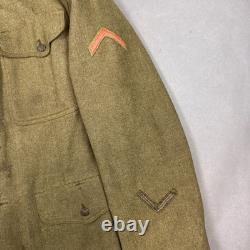 US Army Coat Mens 38 Olive WW I Motor Transport Corps MTC Winged Enlisted Named