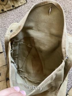 US M1910 Haversack Military Pack WWI Canvas, Khaki, Dated 1918 + Cartridge Belt