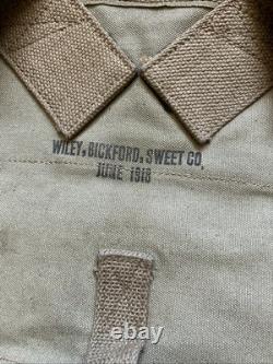 US M1910 Haversack Military Pack WWI Canvas, Khaki, Dated 1918 + Cartridge Belt