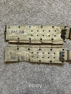 US M1910 Haversack Military Pack WWI Canvas, Khaki, Dated 1918 + Cartridge Belt