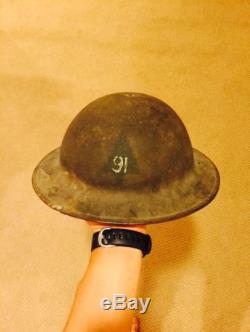 US PAINTED HELMET 91st DIVISION WWI BRITISH MADE USA WW1 UK BRODIE'S STEEL POT