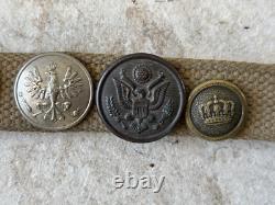 US WWI American Soldier's Hate Belt with 16 Mainly German Uniform Buttons