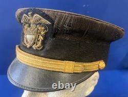 U. S. NAVY M-1902 NAVAL OFFICER'S VISOR CAP WithBULLION CAP BADGE