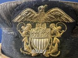 U. S. NAVY M-1902 NAVAL OFFICER'S VISOR CAP WithBULLION CAP BADGE