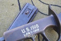 U. S. WW1 WW2 L. F. &C. Fighting trench knife dagger w metal scabbard Landers NICE