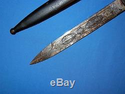 Ultra Rare WWI-WWII Imperial German Dress Bayonet Dagger, Double Engraved