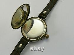 VINTAGE WW1 1917 SOLID SILVER 36mm HALF HUNTER OFFICERS TRENCH WATCH VGC