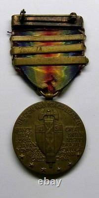 VINTAGE WW I Victory Medal also 3 Battle Bars SOMME OFFENSIVE