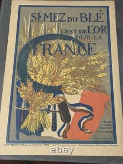 VTG 1918 French WW1 Semez du Ble Grow Wheat Propaganda Poster SIGNED Original