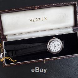 Vertex WW1 1925 Enamel Dial 925 Sterling Silver Trench Watch Revue Cal 50 BOXED