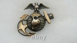 Very Rare Original Wwi Jeweler Made Usmc Officer Gold & Silver Hat Ega-pin