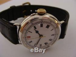 Vintage 1914 WW1 solid silver military trench watch. Rare Centre seconds model