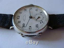 Vintage 1915 WW1 period silver Military style trench watch by Eberhard & Co