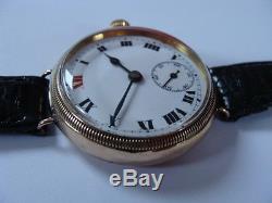 Vintage 1915 WW1 solid 9ct gold Borgel Military officers trench watch