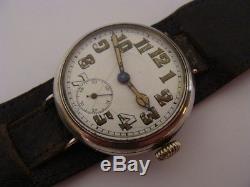 Vintage 1915 WW1 solid silver military trench watch