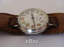 Vintage 1915 WW1 solid silver military trench watch. Original condition