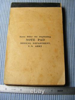 Vintage 1918 US Army Medical Note Pad With Notes