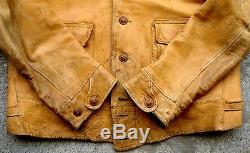 Vintage 30'S 40'S 50'S A1 type Shawl Collar Leather Jacket Flight WWI A-1 1930'S