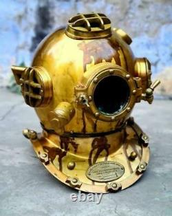 Vintage Copper Antique Scuba Diving Divers Helmet Brass Boston US Navy Mark V