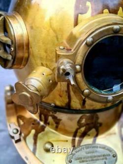 Vintage Copper Antique Scuba Diving Divers Helmet Brass Boston US Navy Mark V