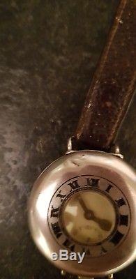 Vintage Gents WW1 Era Brevet Trench Watch Demi Hunter Silver Case Just Serviced