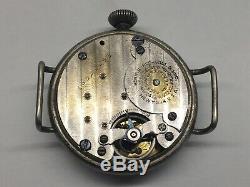 Vintage Ingersoll Wrist Radiolite WW1 Officers Trench Watch 39mm Black Dial