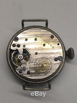 Vintage Ingersoll Wrist Radiolite WW1 Officers Trench Watch 39mm Black Dial