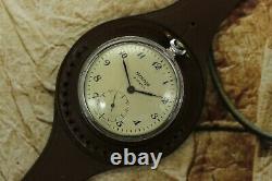 Vintage Military Pocket Watch Molnija 18j WWI Style New Leather Wristband WWII