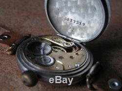 Vintage OMEGA Officer Trench Wrist Watch Black Porcelain Dial Orig. Cond. WW1